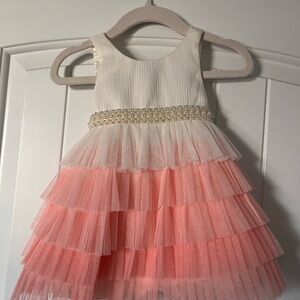Elegant Pink and White Tiered Baby Dress